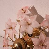 Charming Murano Vintage Ceiling Light Pink Flowers, 1970s