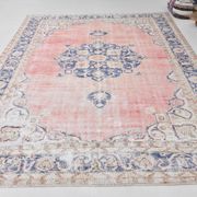 Navy blue vintage rug 317x220cm