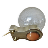 Italian wall lamp in chrome-plated brass, ceramic and bubbled glass 1970