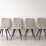 Set of 4 chairs white and gray years 1950
