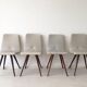 Ensemble de 4 chaises blanche et grise  années 1950
