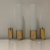 Pair of egoluce vintage orientable wall light in brass and Murano glass, Italy