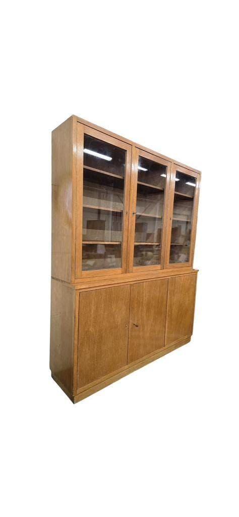 XL vintage wooden display cabinet / sideboard / wall unit