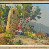 Fortuné Car (1905-1970) painting of a Provençal landscape, oil on canvas.