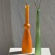 Vintage polished green glass soliflore vase H32