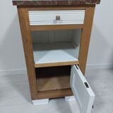 Bedside in Art Deco oak, marble