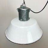 Industrial White Enamel Industrial Lamp with Cast Aluminium Top from EOW, 1950s