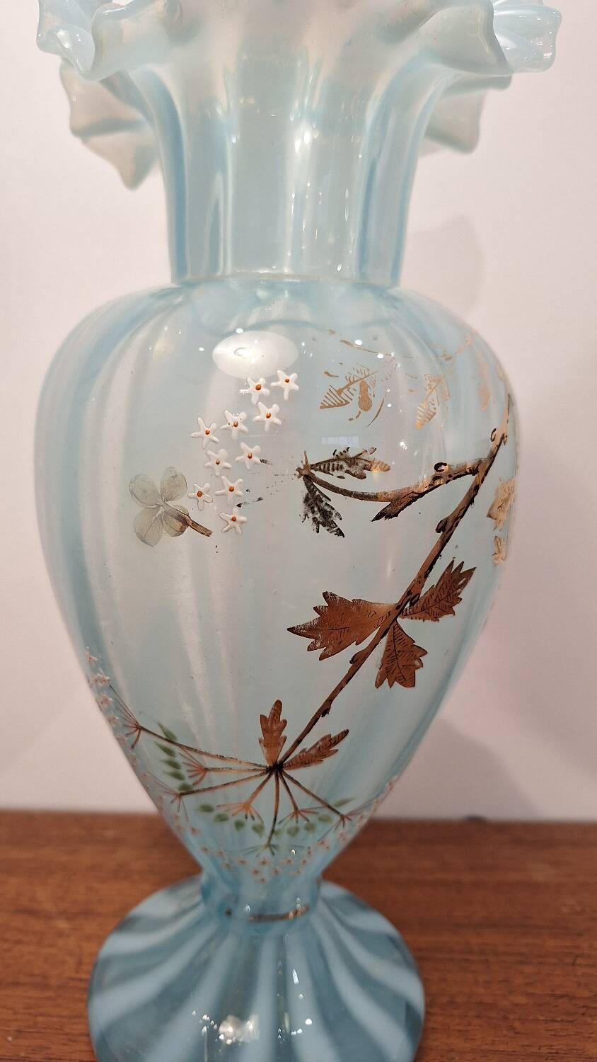 Vase made of bluish glass paste