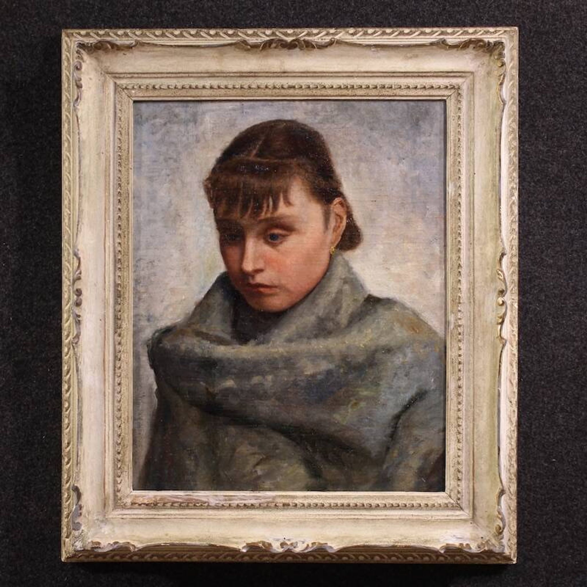 Italian painting portrait of a woman in Impressionist style
