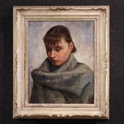 Italian painting portrait of a woman in Impressionist style