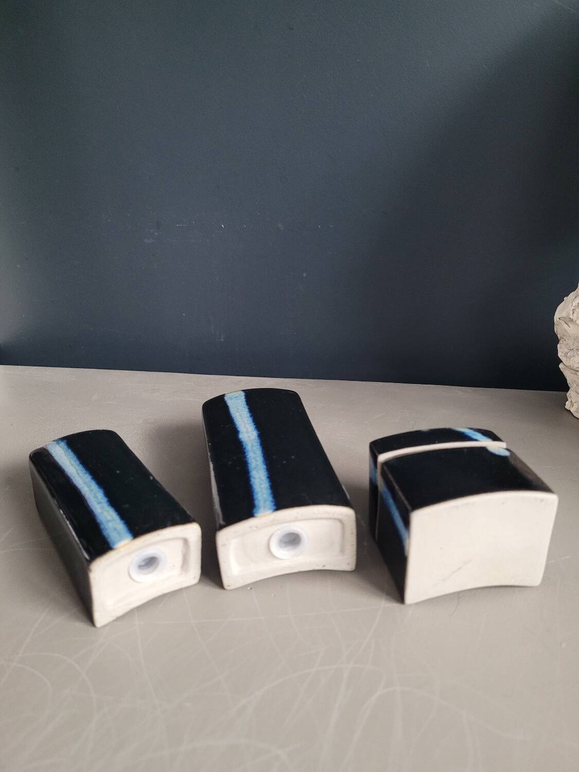 Vintage ceramic salt pepper mustard set