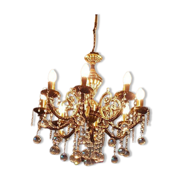Lustre en laiton massif avec pampilles