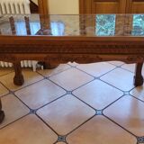 Carved solid teak dining table