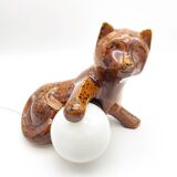Vintage ceramic cat lamp, 1960s-1970s