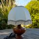 Wooden foot table lamp, charleston dome lampshade, Roaring Twenties style