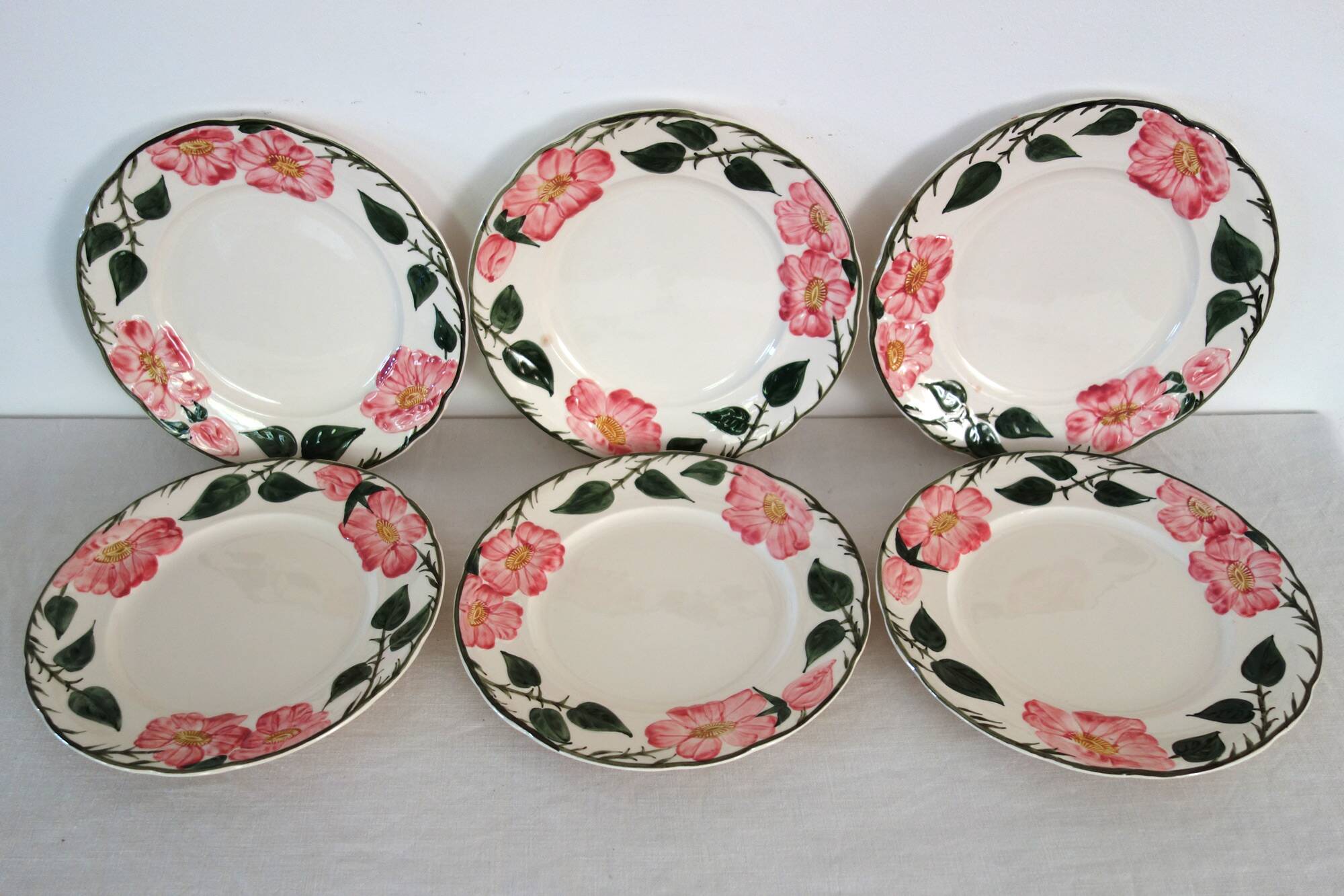 6 assiettes plates Villeroy & Boch "Wild rose", 1970