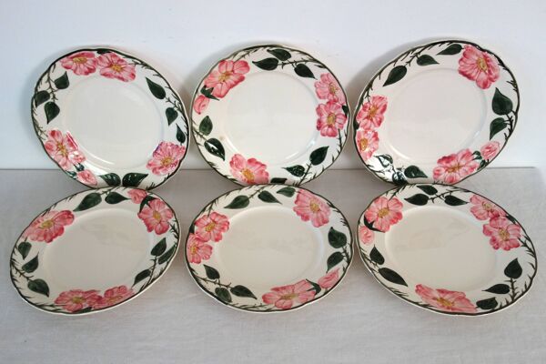 6 assiettes plates Villeroy & Boch ''Wild rose'', 1970