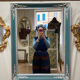 Old mirror silver and blue 79x60cm