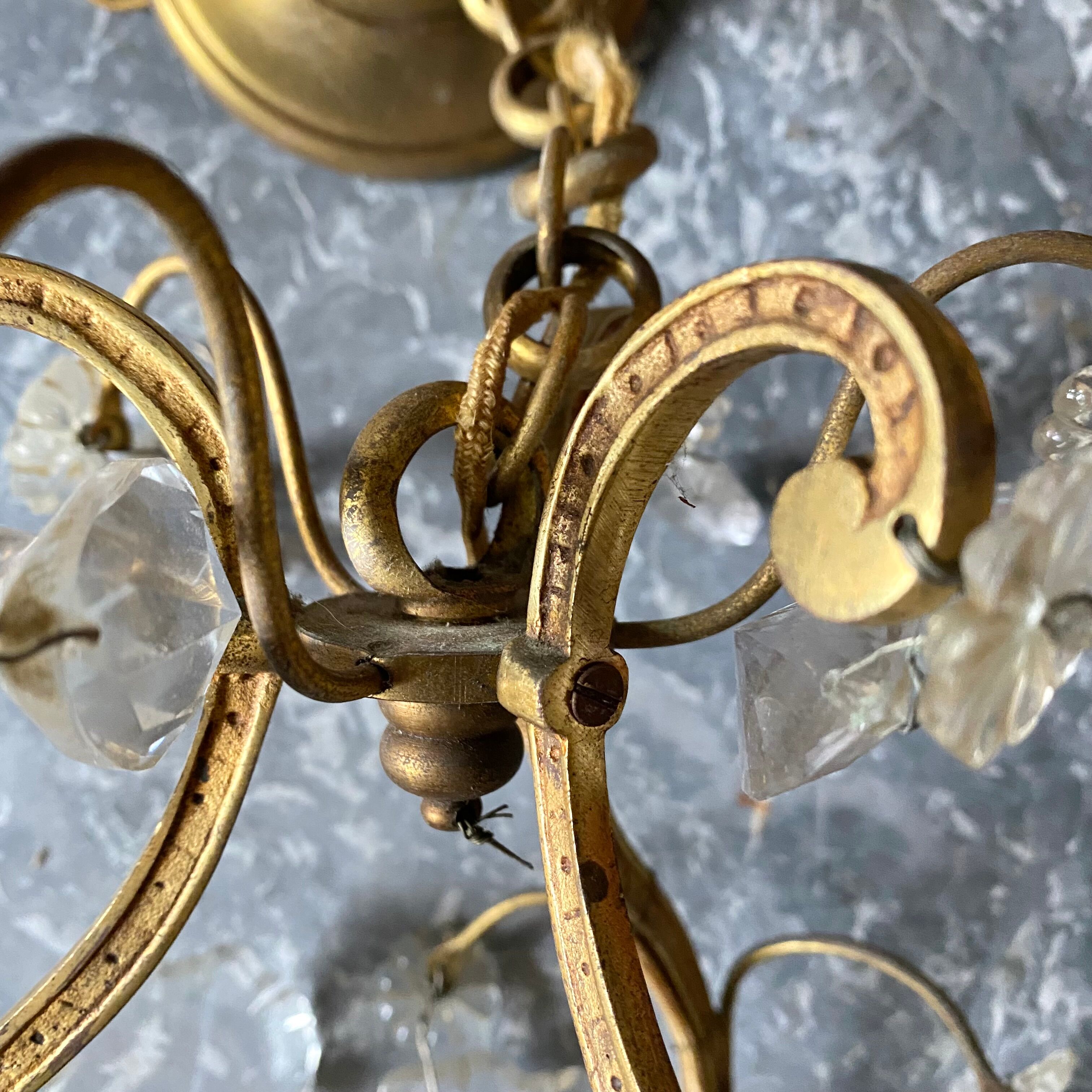 Lustre ancien pampilles en verre de murano