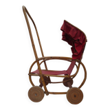 Poussette de poupée trés ancienne, en bois et osier