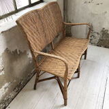 Old wicker and rattan bench