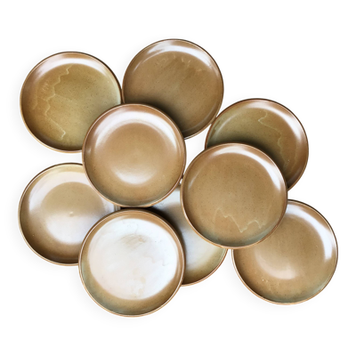 9 Assiettes plates Grès de Brenne