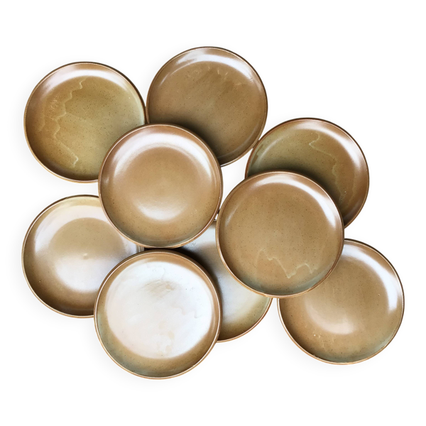 9 Assiettes plates Grès de Brenne