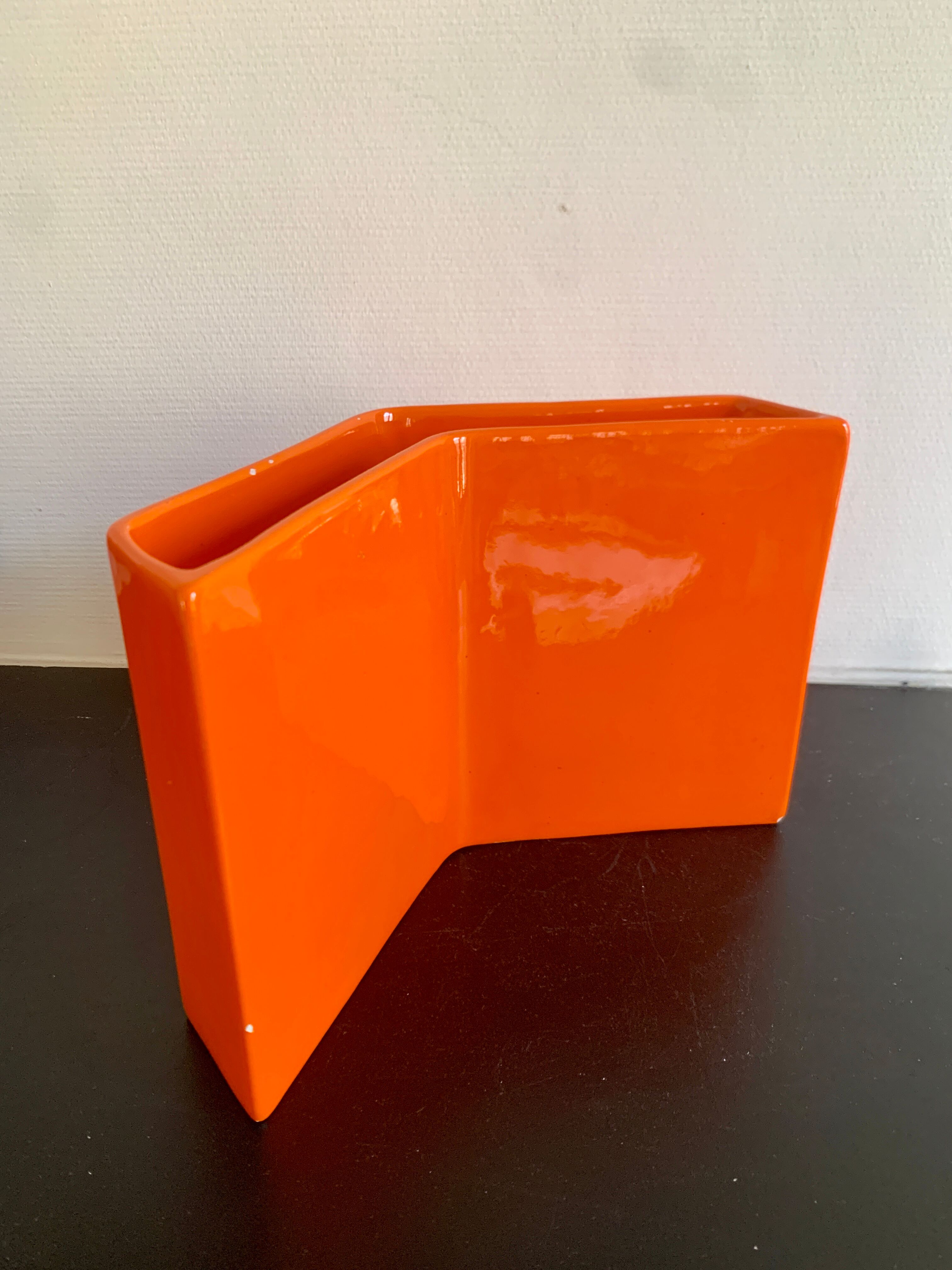 Enamelled ceramic vase design by Gabbianelli, Italy 1970's