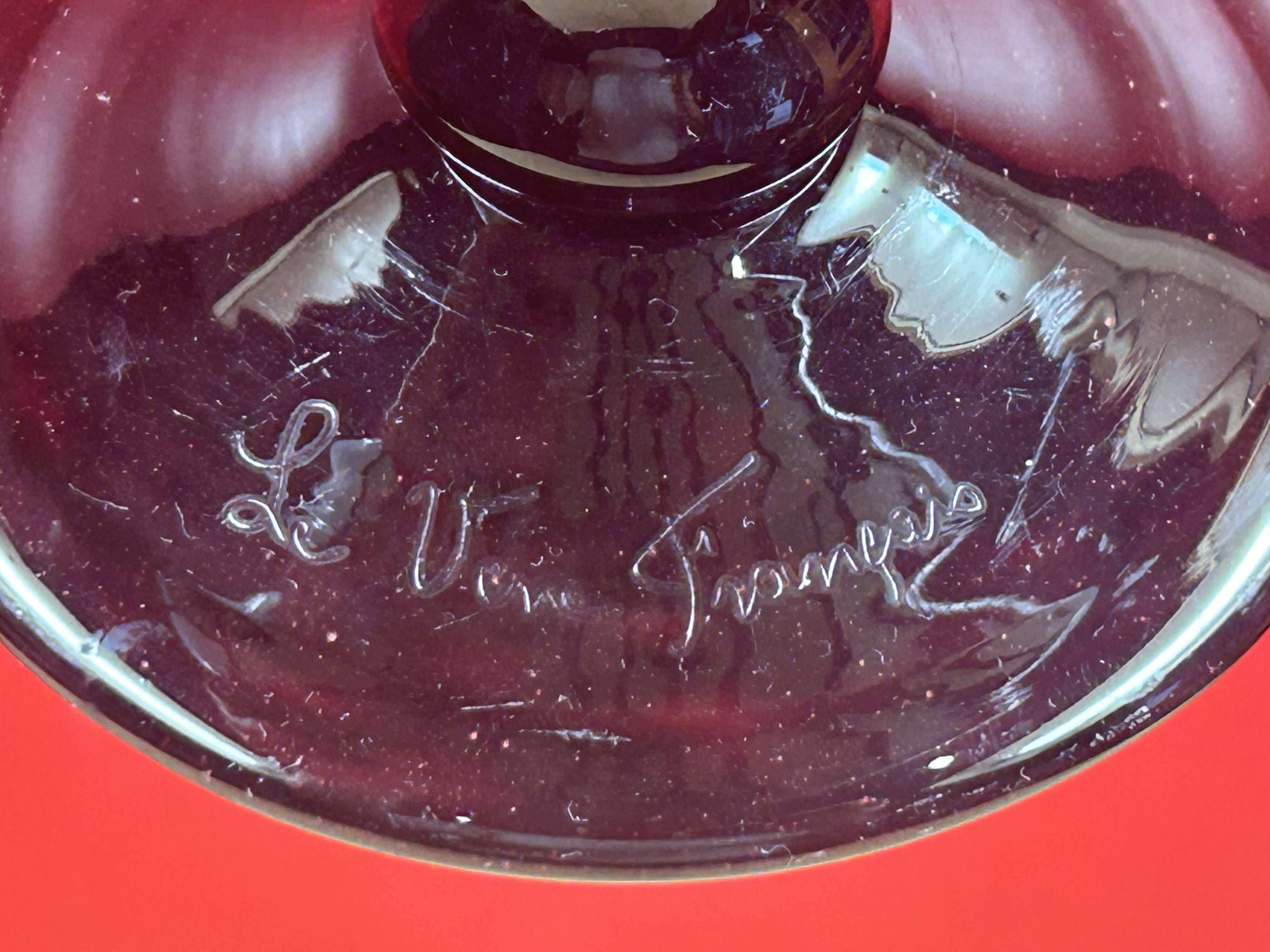 Large plant bowl vase of Thistles Signed Le Verre Français Art Nouveau 192
