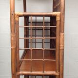 Pair of bamboo and rattan bookcases