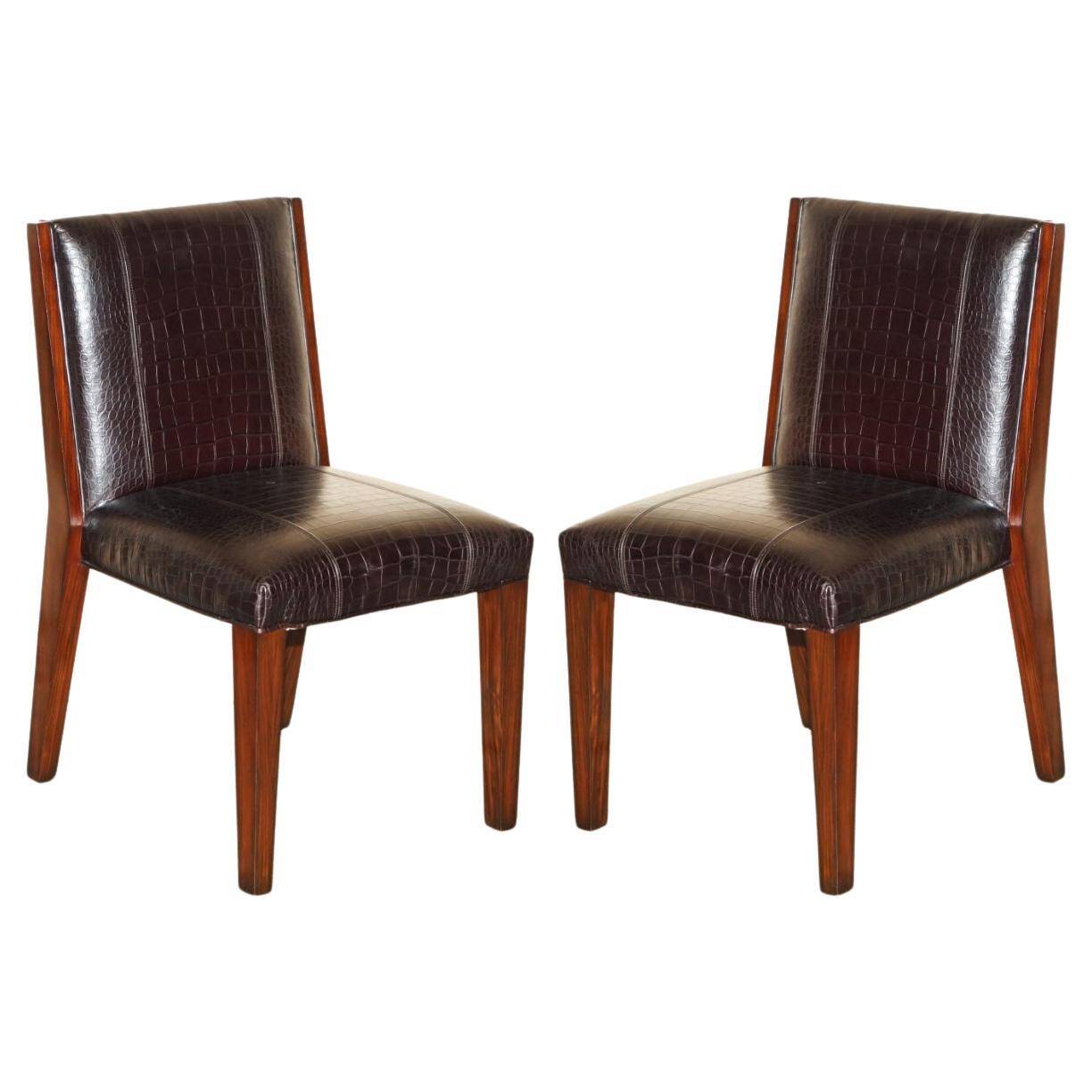 Chaises d'appoint Ralph Lauren Metropolis cuir patiné crocodile