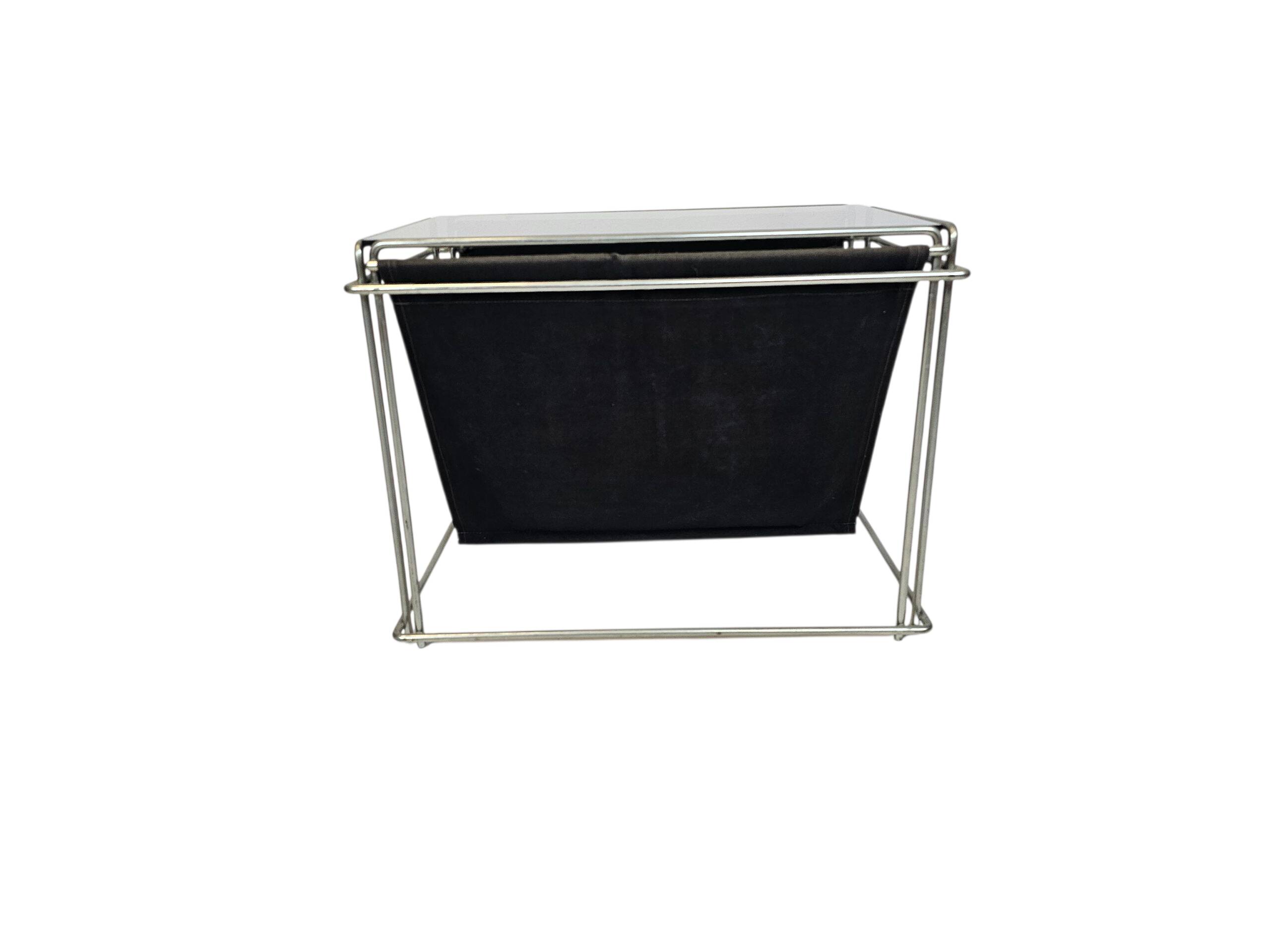 Max Sauze studio - side table - magazine rack - metal - glass - 70s