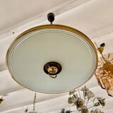 Glass and brass pendant light in the style of Pietro Chiesa, Italy 1970s