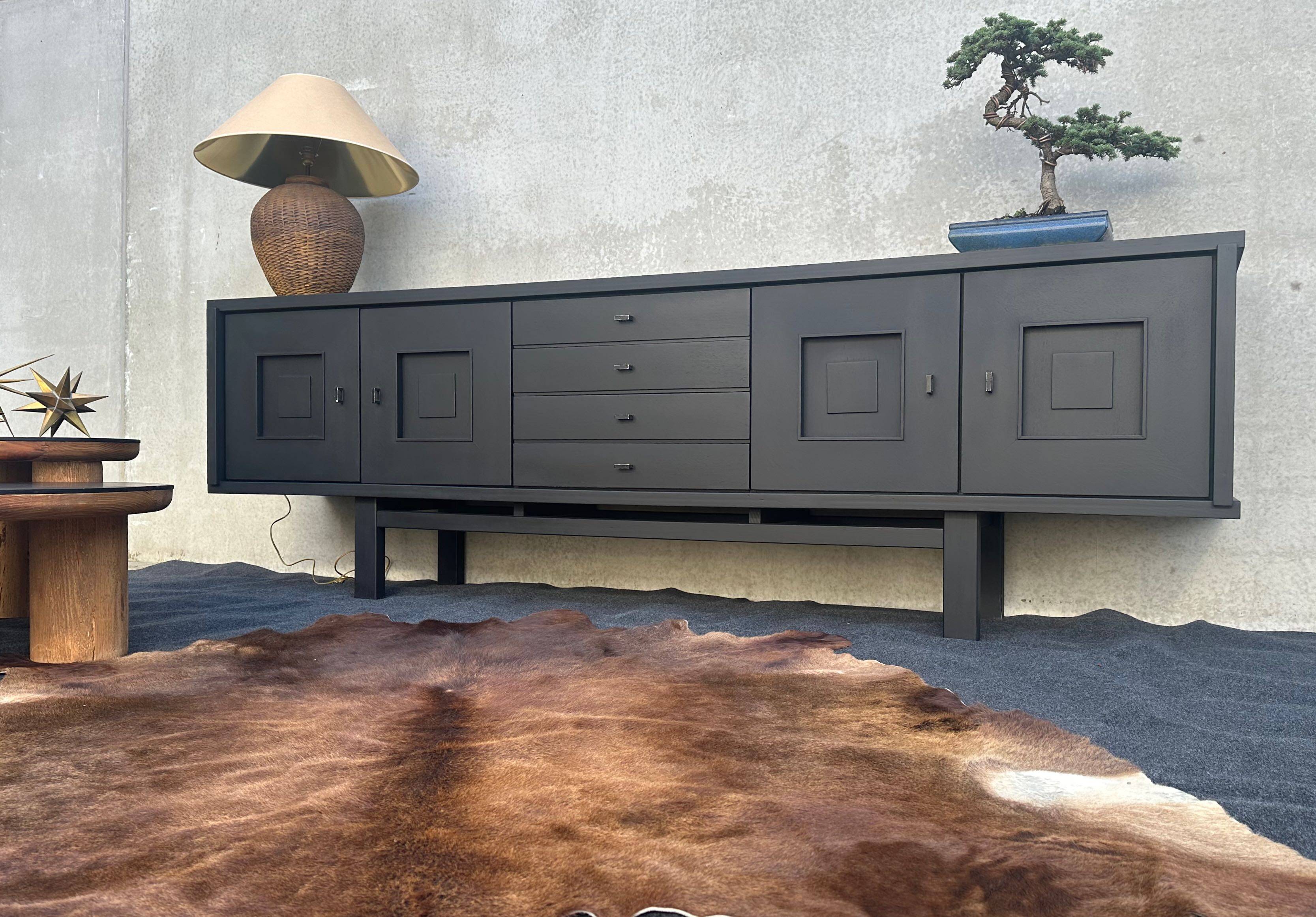 XL design black stained oak brutalist sideboard – De Coene