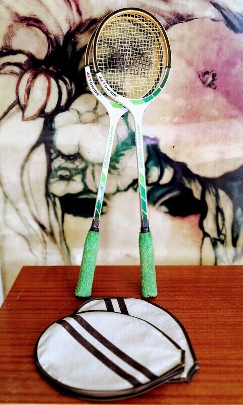 Pair of vintage badminton rackets