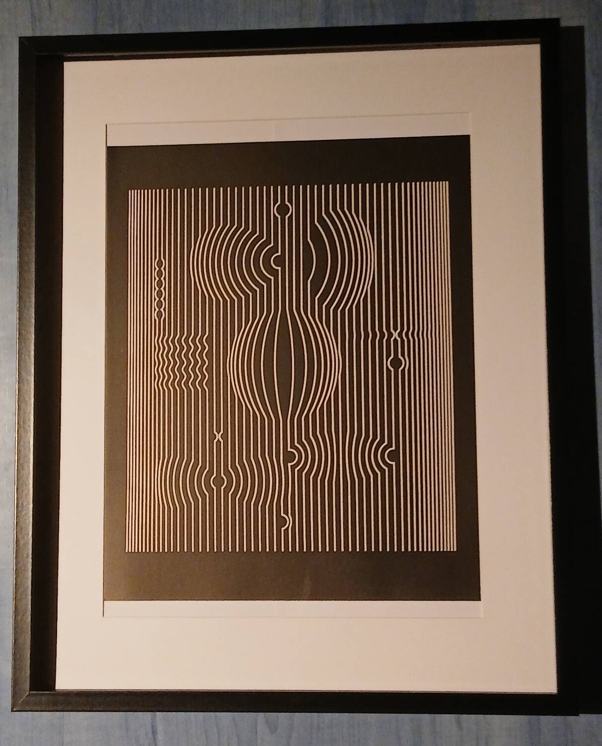Optical Art Table - Victor Vasarely - Linear Structure - Frame 50x