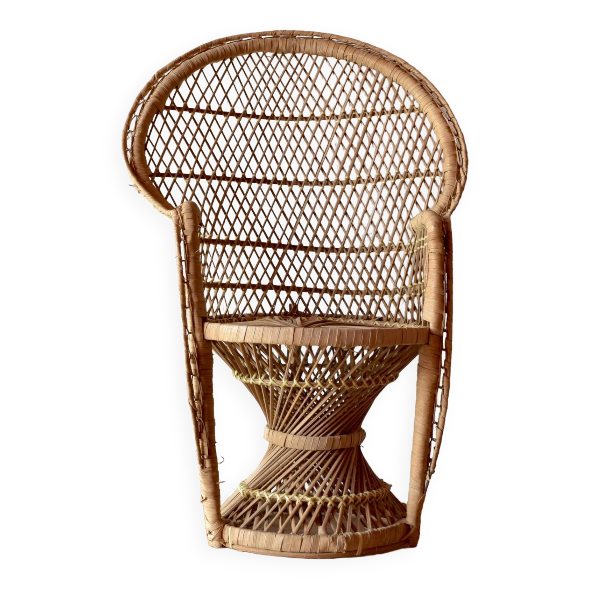Miniature Peacock Armchair - Large Emmanuelle Rattan Doll Armchair - 65 cm