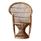Fauteuil Paon miniature - Grand fauteuil Emmanuelle de poupée en rotin - 65 cm
