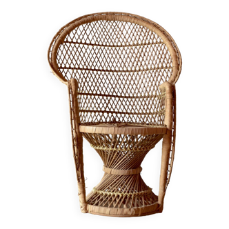 Miniature Peacock armchair - Large Emmanuelle rattan doll armchair - 65 cm