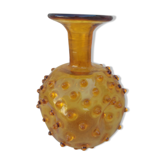 Vase herisson , vintage amber color