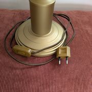 Brass lamp with asymmetrical velvet shade
