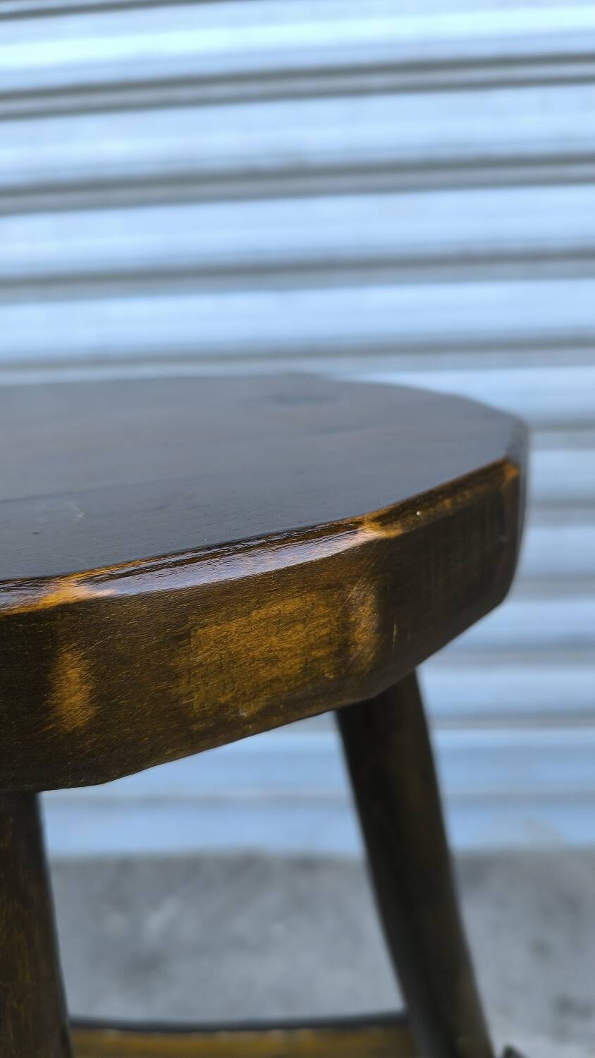 Sellette brutaliste en orme 1960