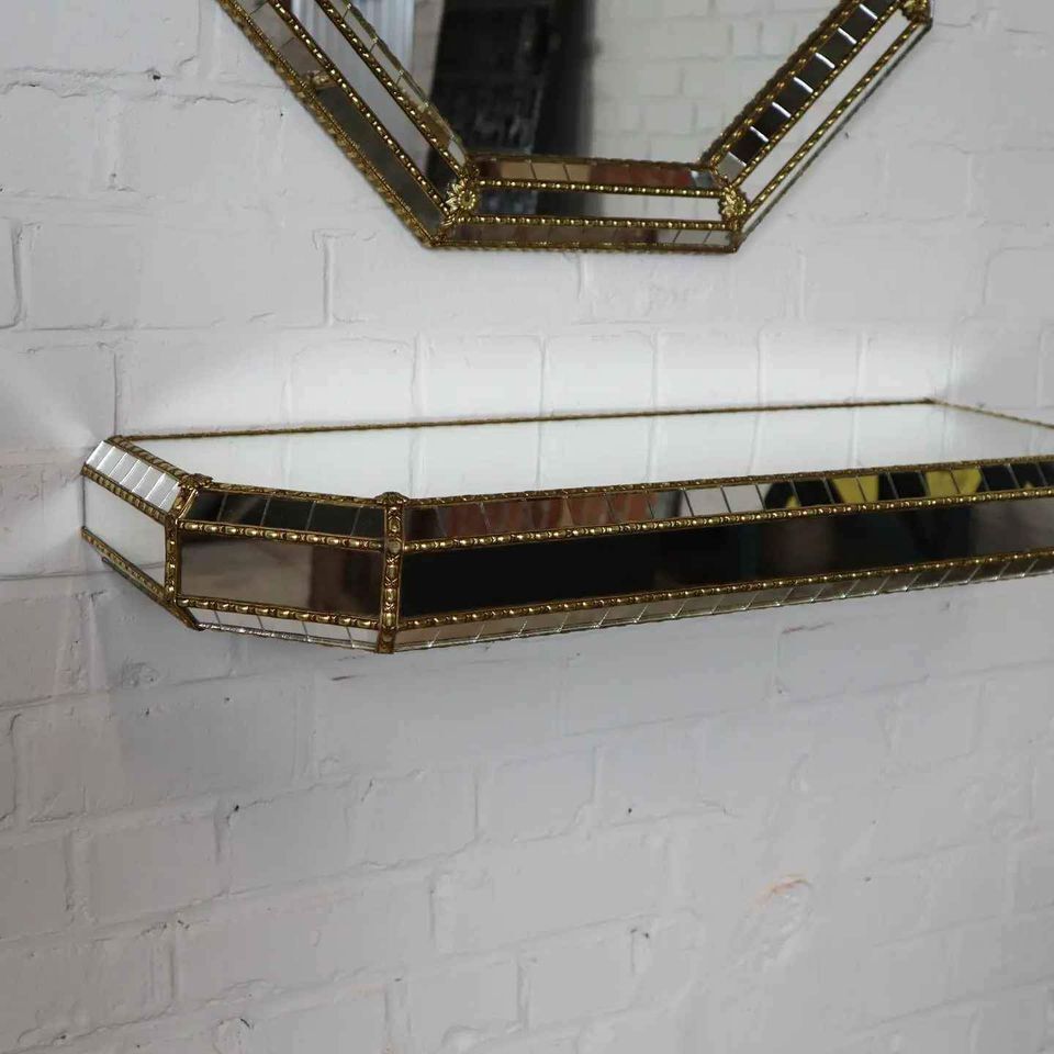 Vintage Spanish mosaic mirror with console, 59x85 cm