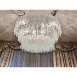 Contemporary Oval Transparent “Tronchi” Murano Glass Chandelier in Venini S