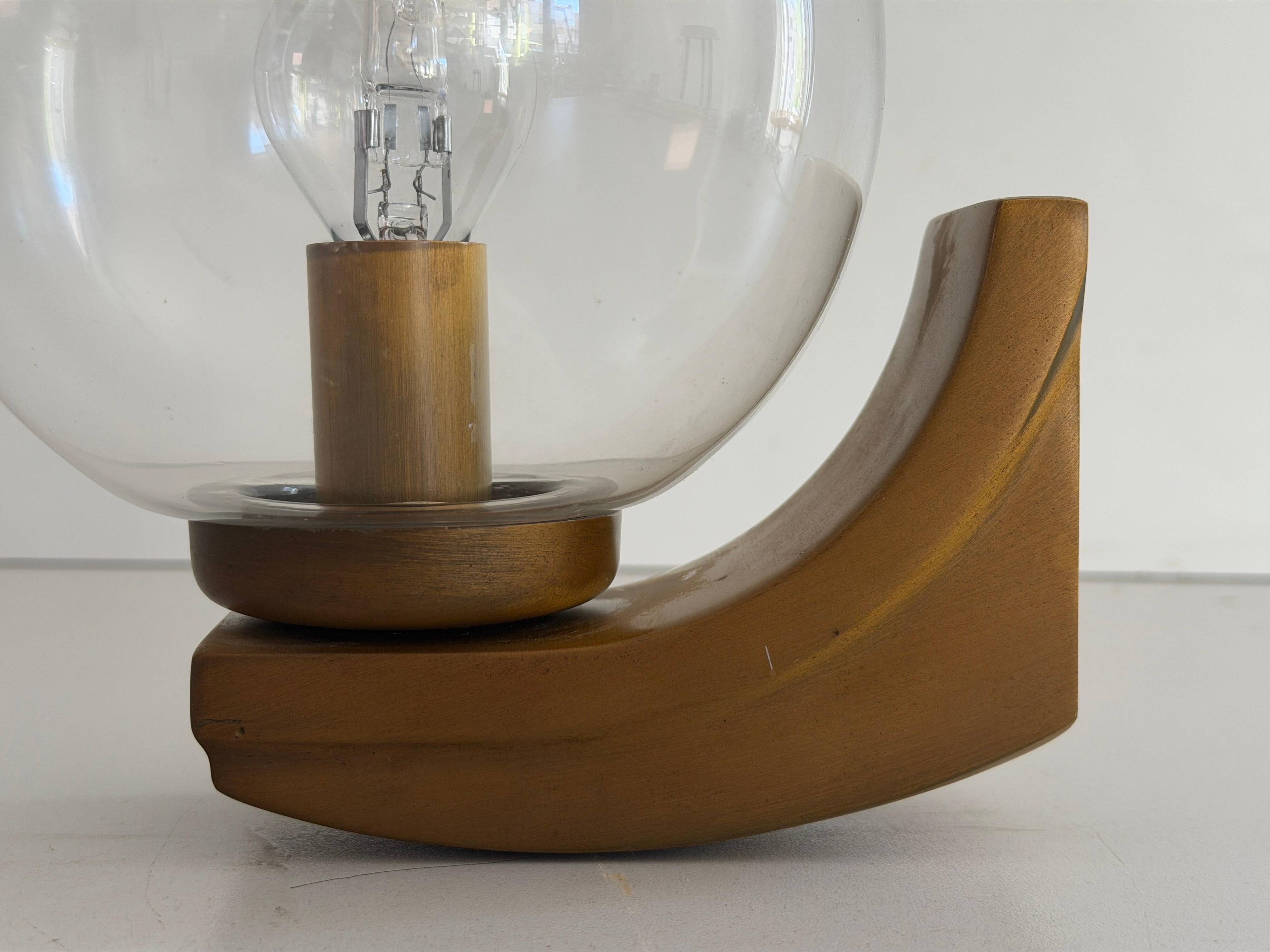 Simple glass and brass wall light from the mid-century, 1960, Germany.