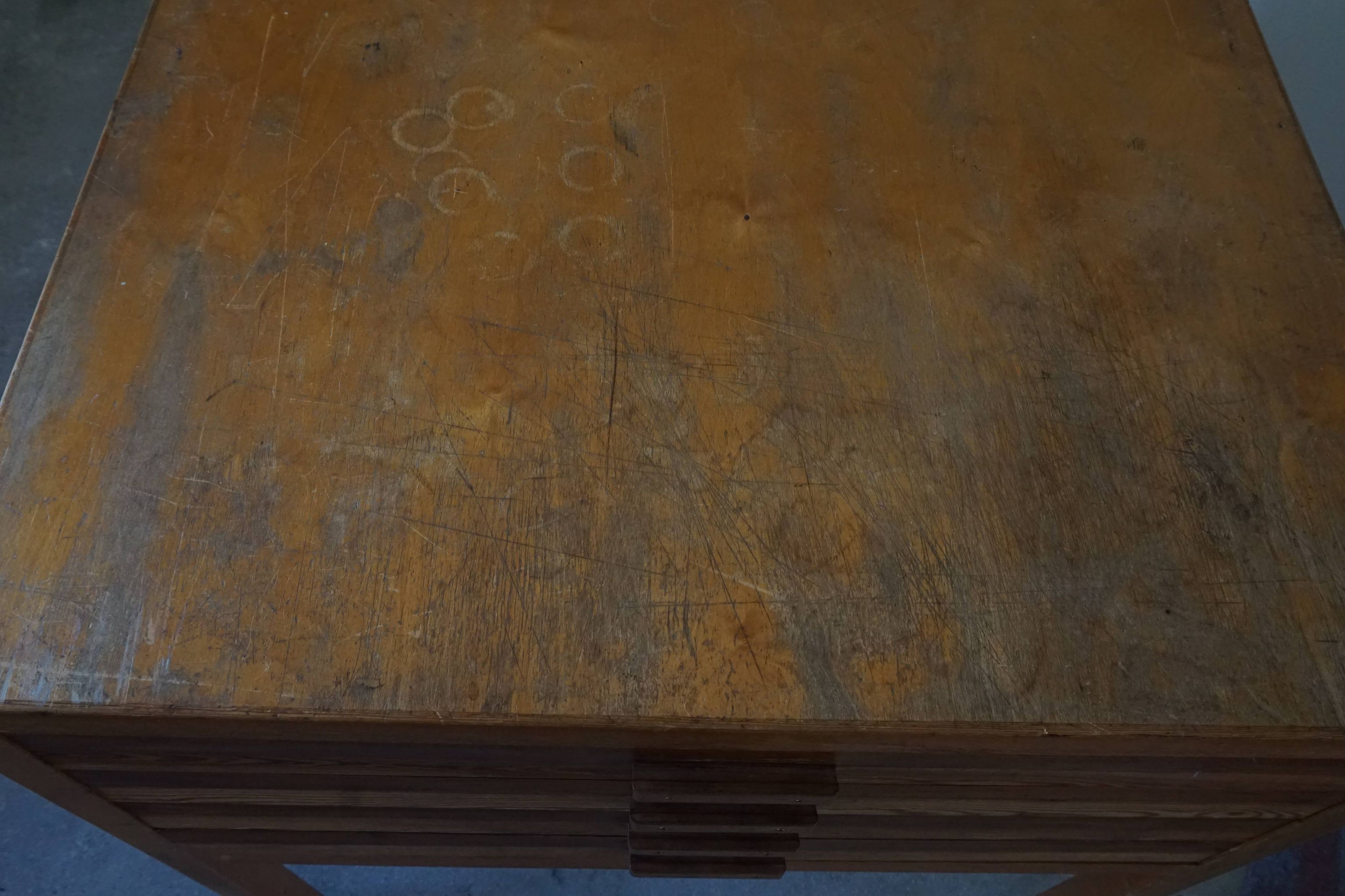 Mid Century Large Danish Drawing Cabinet, Made in Pine and Beech, 1960s