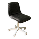 Chaise de bureau pivotante Wilkhahn, années 70, métal chromé et cuir