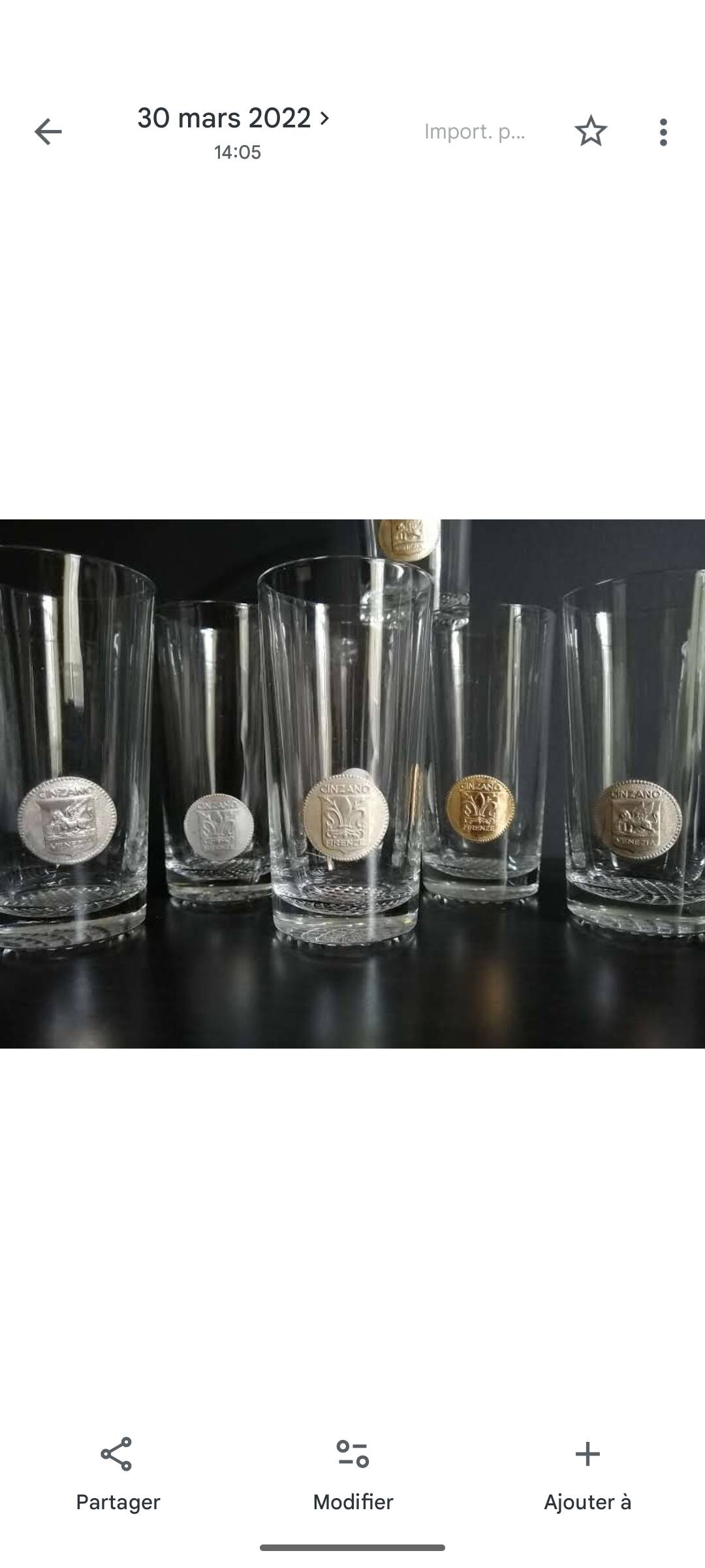 Lot de verres vintage italiens