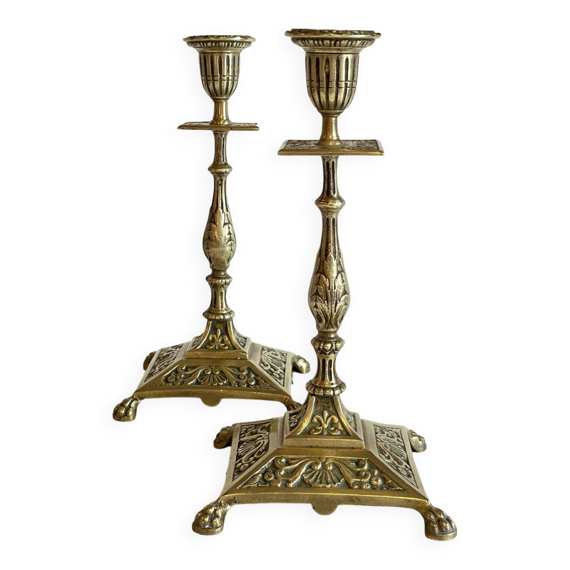 Antique Lion's Paw Candlesticks