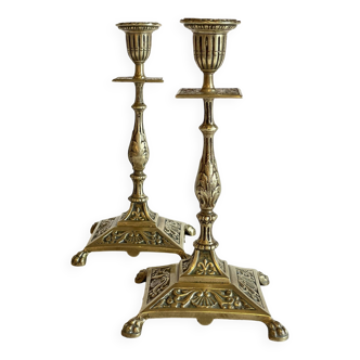 Antique Lion's Paw Candlesticks